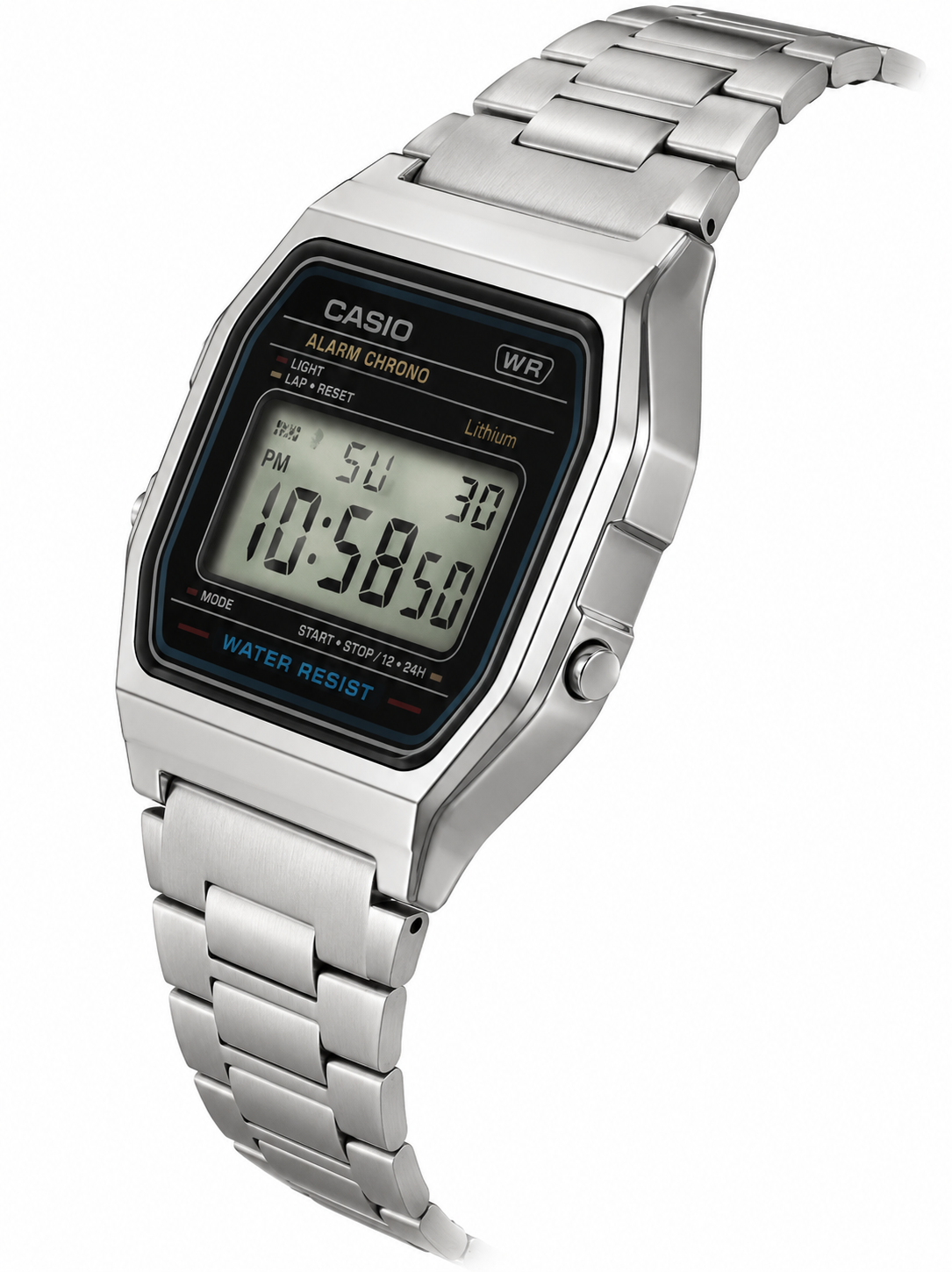 Casio Vintage Digital Watch for Men & Women | Stainless Steel Strap | Alarm, Stopwatch & LED Light