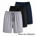 Combo Pack of 3 Men's Stretchable Cotton Shorts | Comfortable Casual & Sports Shorts for Men