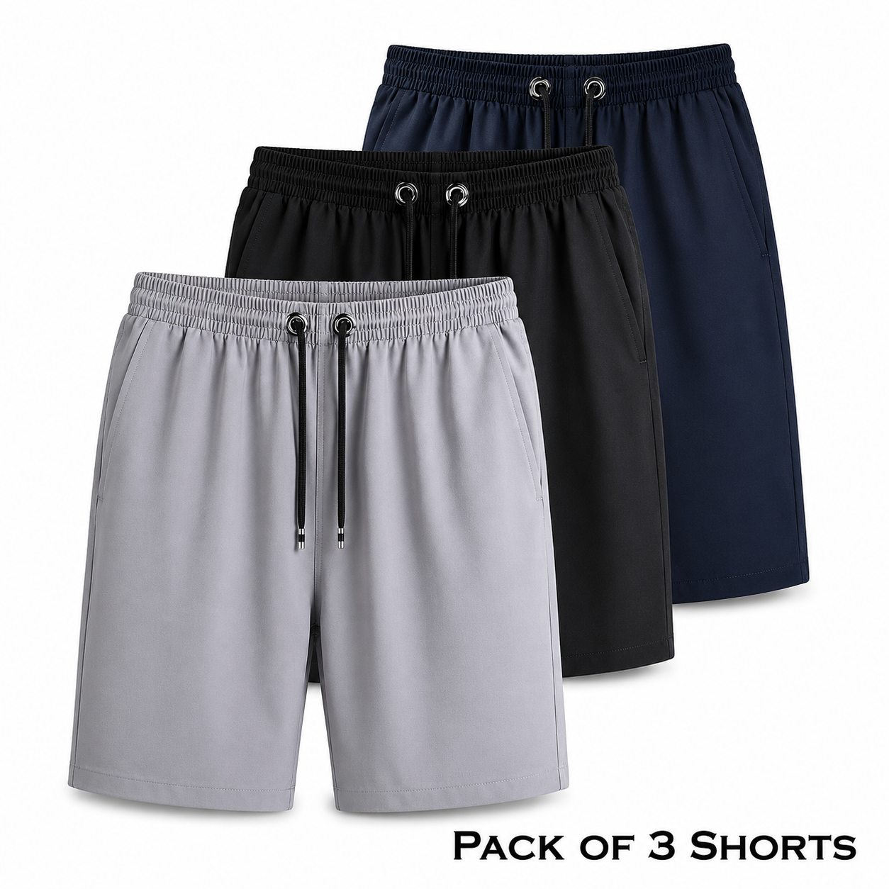 Combo Pack of 3 Men's Stretchable Cotton Shorts | Comfortable Casual & Sports Shorts for Men