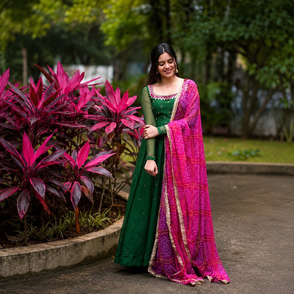 Women's Georgette Gown Kurta Set with Dupatta | Elegant Ethnic Party Wear Dress for Women