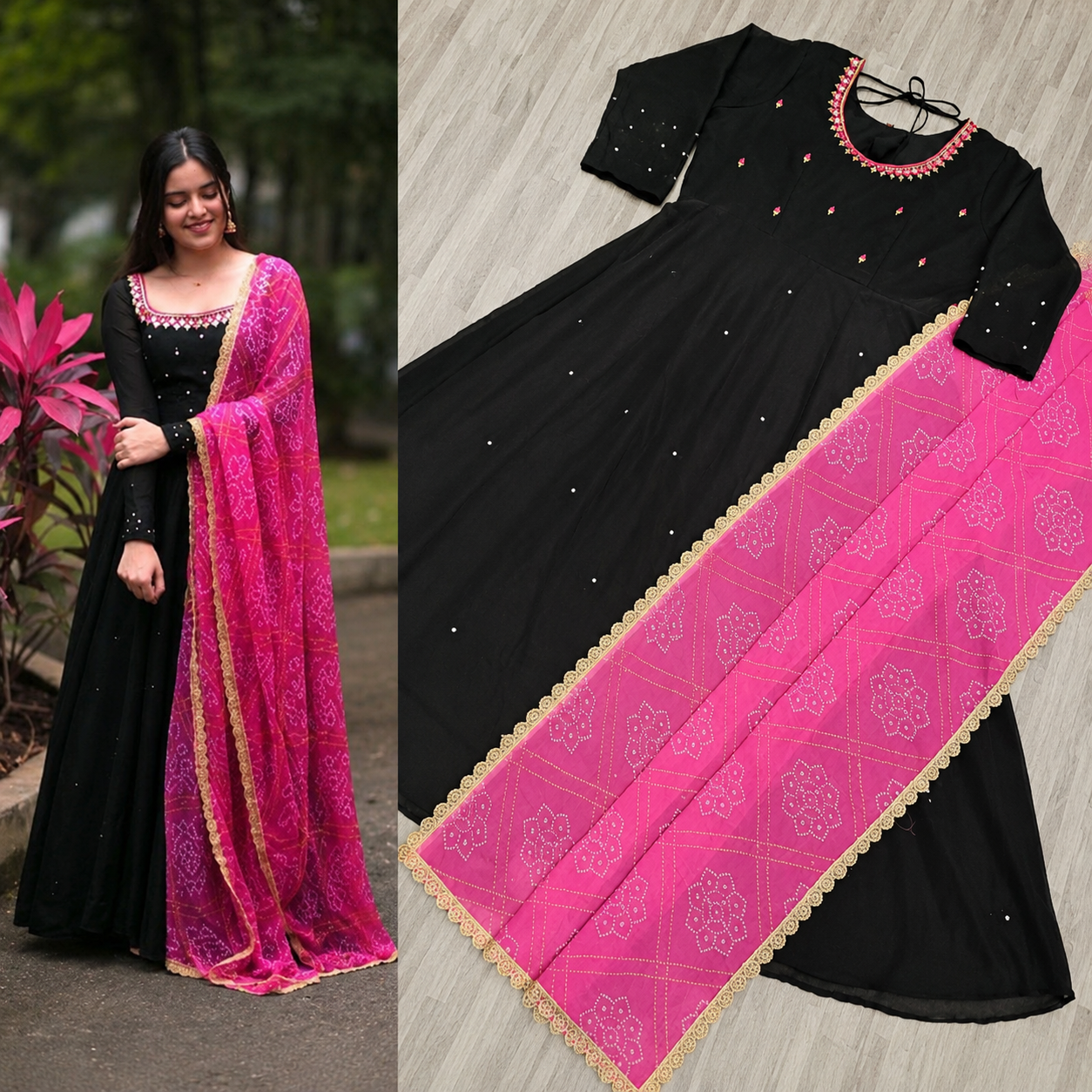 Women's Georgette Gown Kurta Set with Dupatta | Elegant Ethnic Party Wear Dress for Women