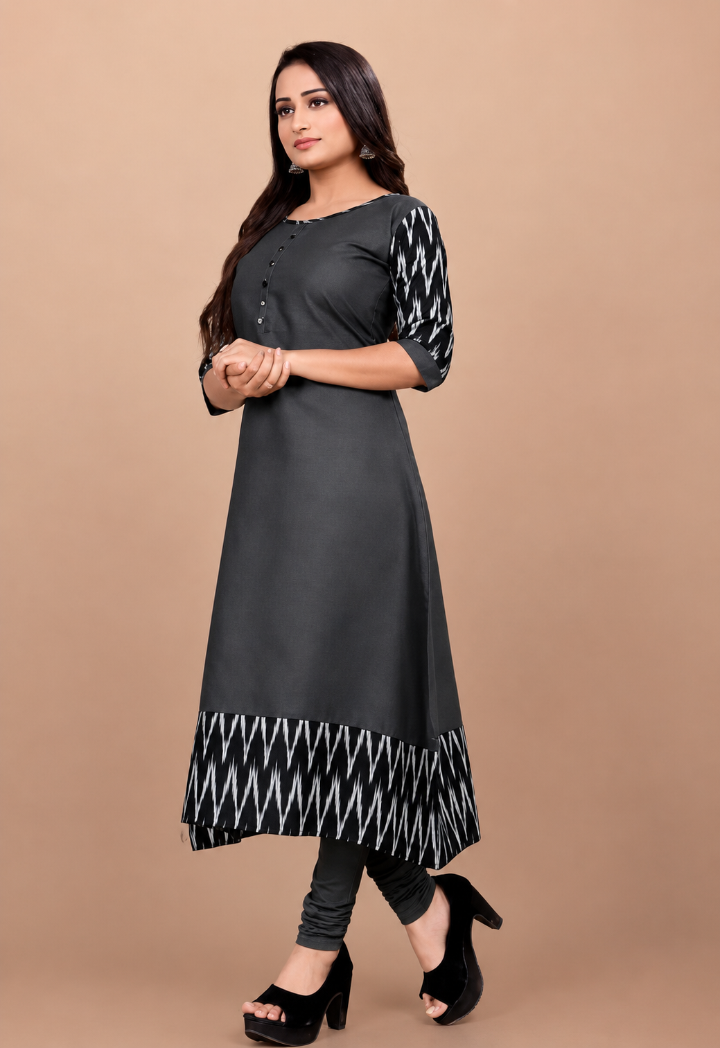 Women's Solid Cotton Grey Gown Dress | Elegant Casual Long Dress for Women