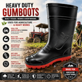 Men's Black PVC Waterproof Rain Boots | Anti-Slip Gumboots