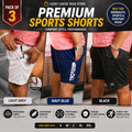 Men's Sports Gym Shorts | Lycra Stretch | Pack of 3 | Lightweight Running & Workout Shorts