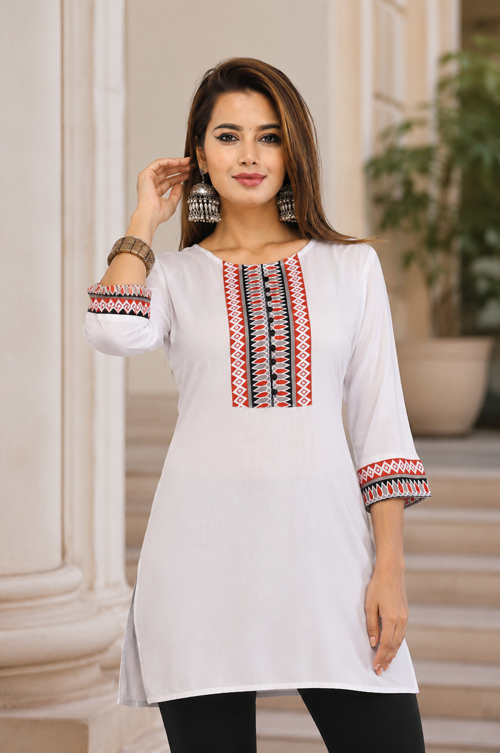 Women’s White Printed Kurti