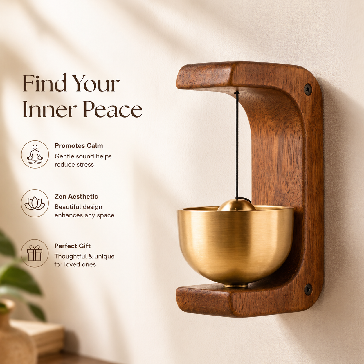Elegant Wooden Wind Bell for Home Decor & Positive Vibes