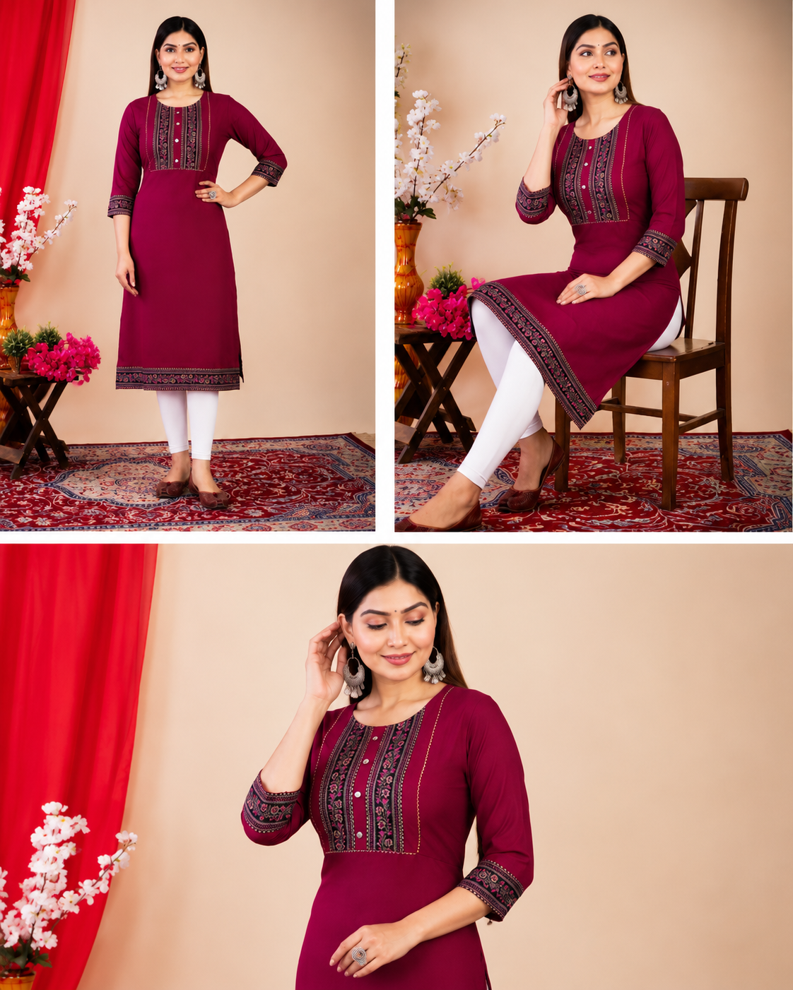 Elegant Maroon Kurti for Women – Comfortable Ethnic Wear
