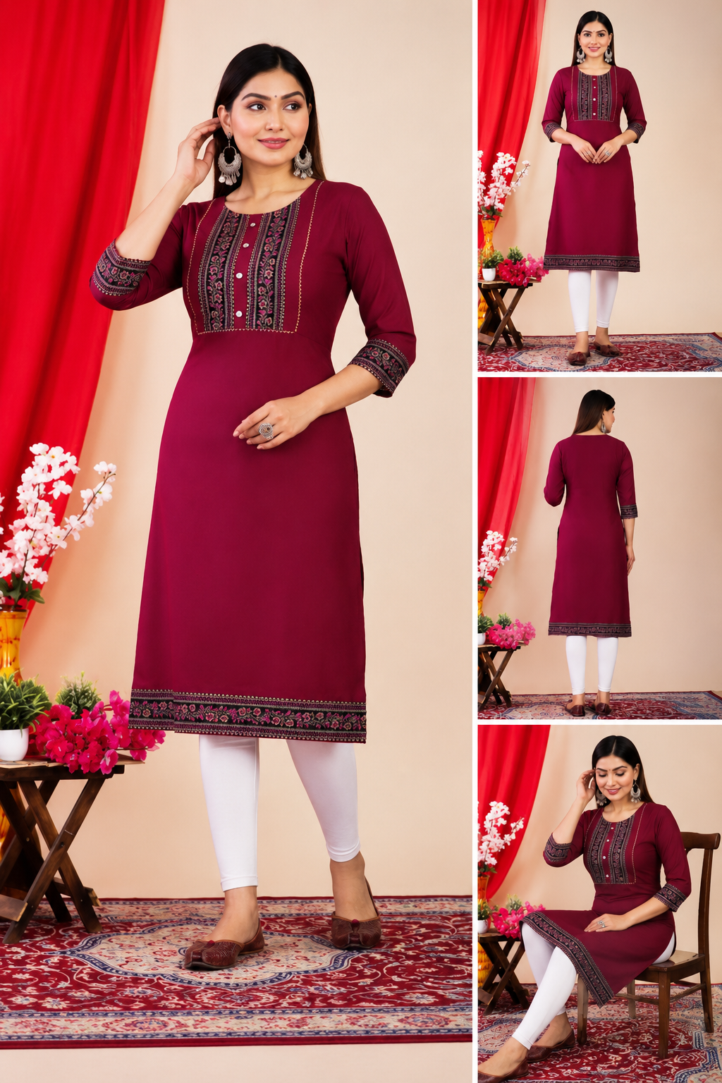 Elegant Maroon Kurti for Women – Comfortable Ethnic Wear
