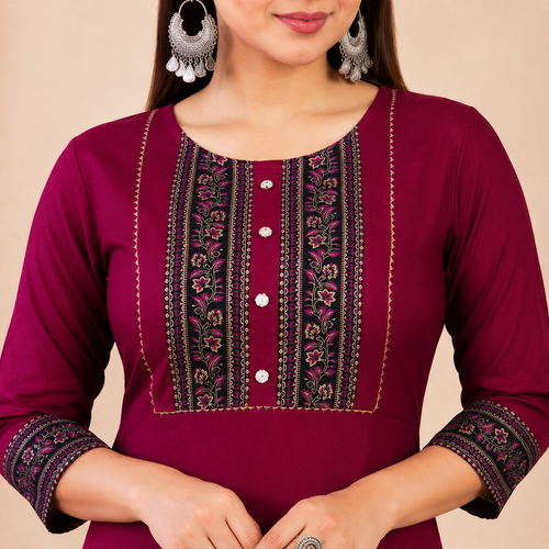 Elegant Maroon Kurti for Women – Comfortable Ethnic Wear